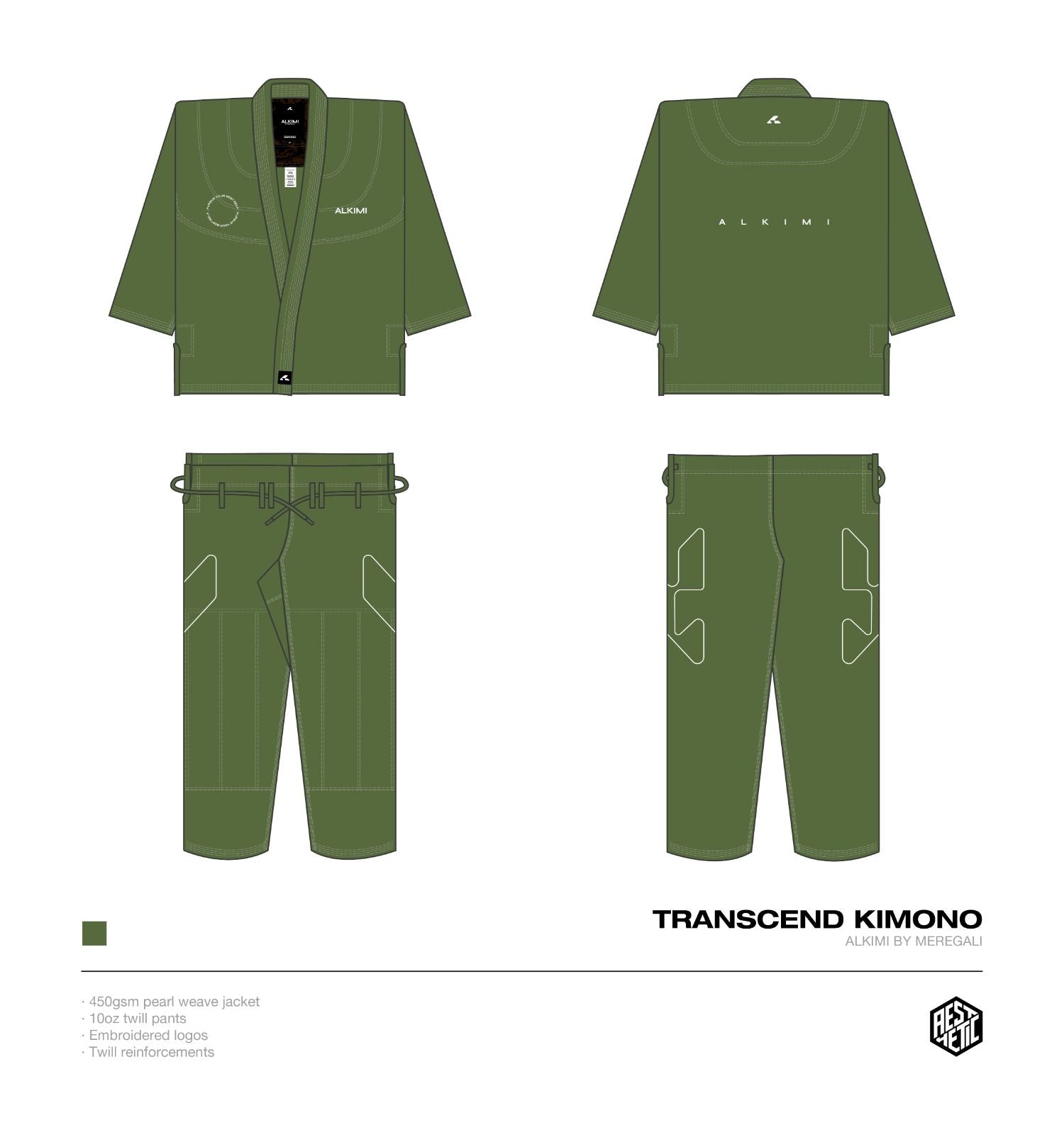 ADULT TRANSCEND KIMONO - MILITARY GREEN